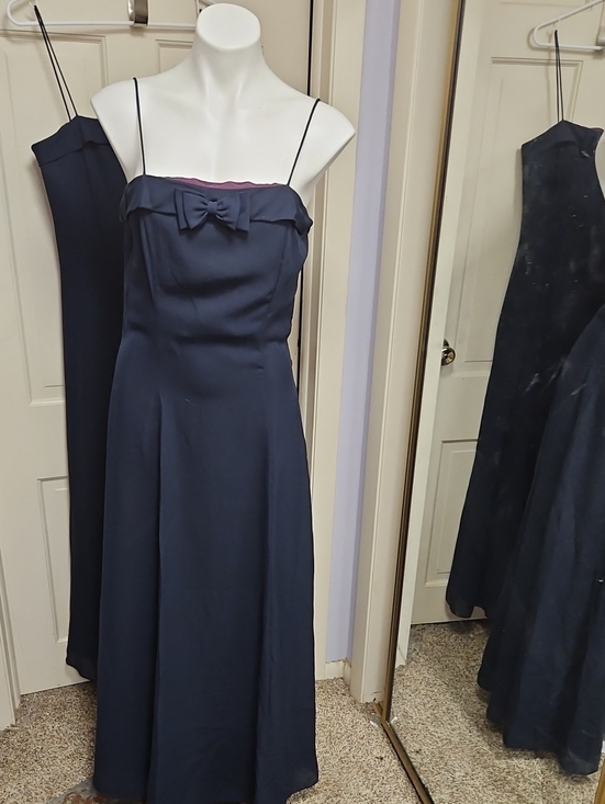 Vintage Dresses & Skirts - 90s Classic Navy Burgandy  Strapless Evening Flaire Dress